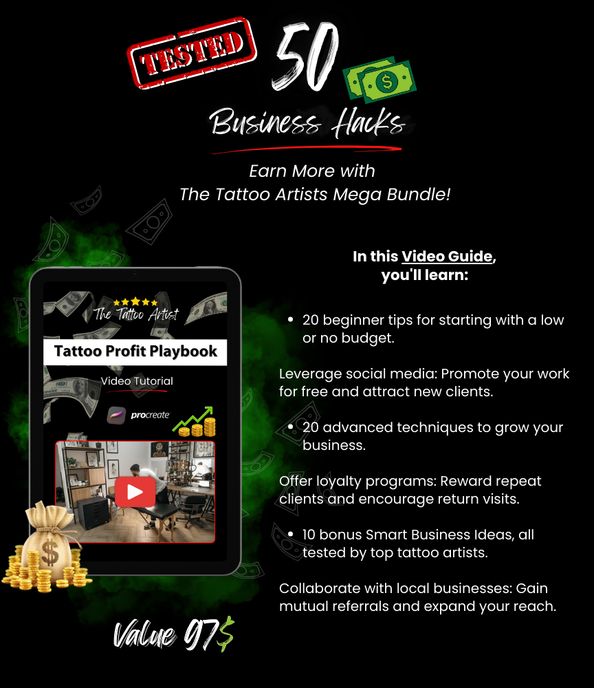 Ultimate Tattoo Artist Procreate & Android Bundle: 650+ Brushes, 2500+ Stencils, 2200+ Fonts, and 3D/2D Skin Tone Models