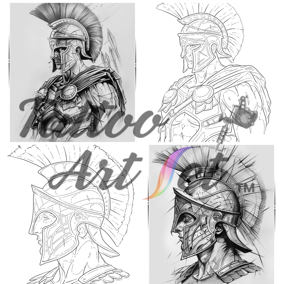 Spartan Warrior Tattoo Stencil Reference Kit - Professional Artist Tool