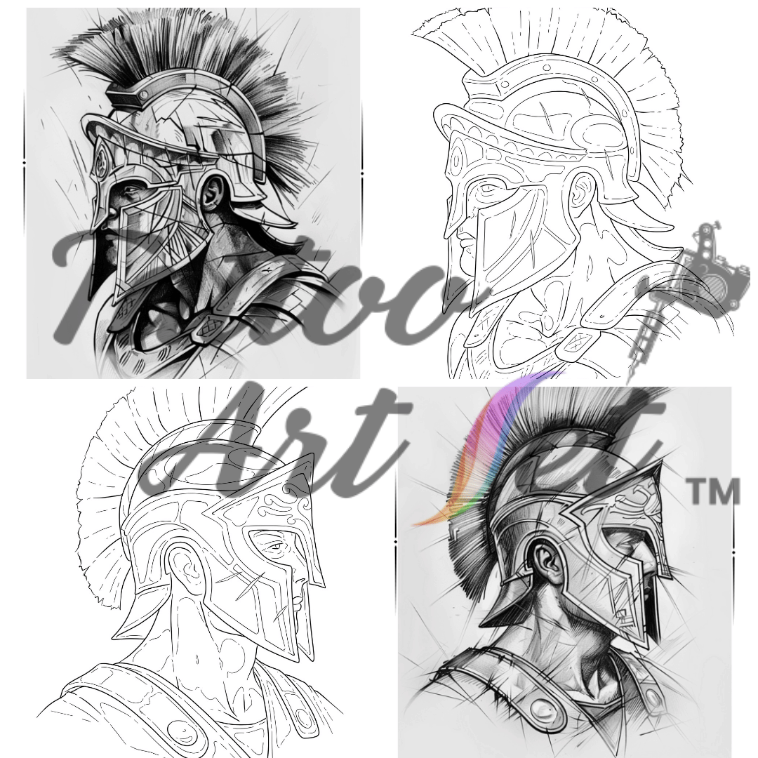 Spartan Warrior Tattoo Stencil Reference Kit - Professional Artist Tool