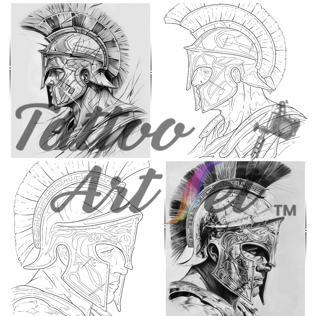 Spartan Warrior Tattoo Stencil Reference Kit - Professional Artist Tool