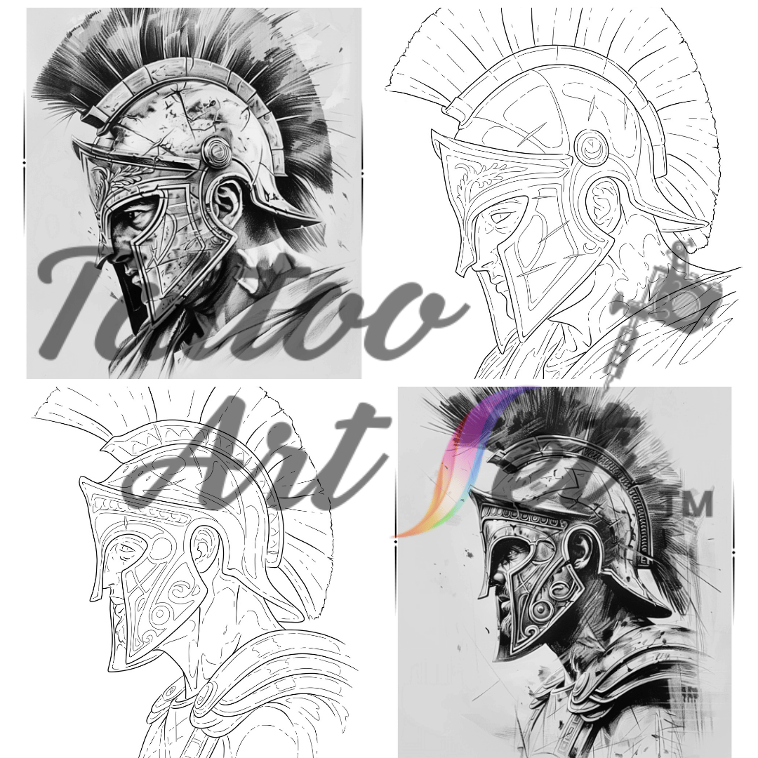 Spartan Warrior Tattoo Stencil Reference Kit - Professional Artist Tool