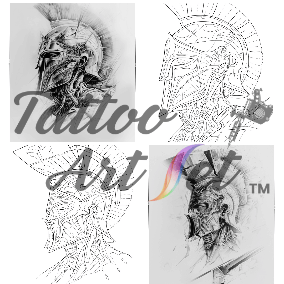 Spartan Warrior Tattoo Stencil Reference Kit - Professional Artist Tool