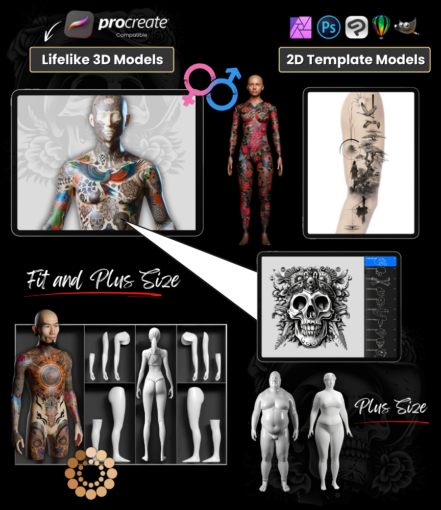 3D Tattoo Models: Realistic Fit & Plus Size for Artists