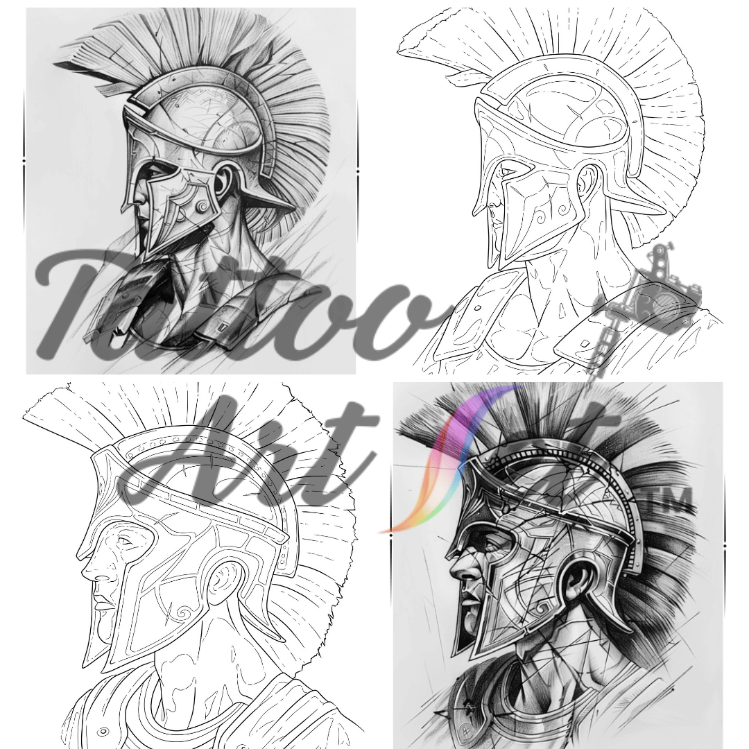 Spartan Warrior Tattoo Stencil Reference Kit - Professional Artist Tool