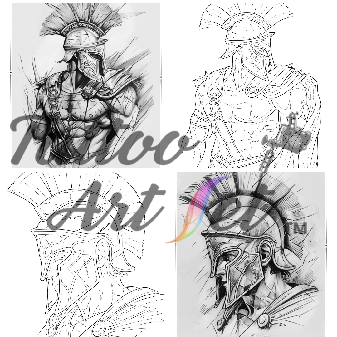 Spartan Warrior Tattoo Stencil Reference Kit - Professional Artist Tool