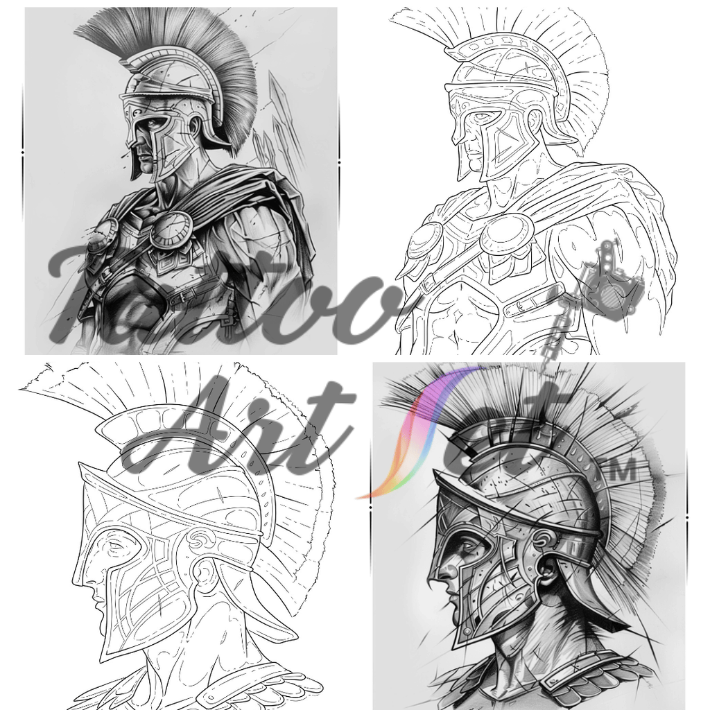 Spartan Warrior Tattoo Stencil Reference Kit - Professional Artist Tool