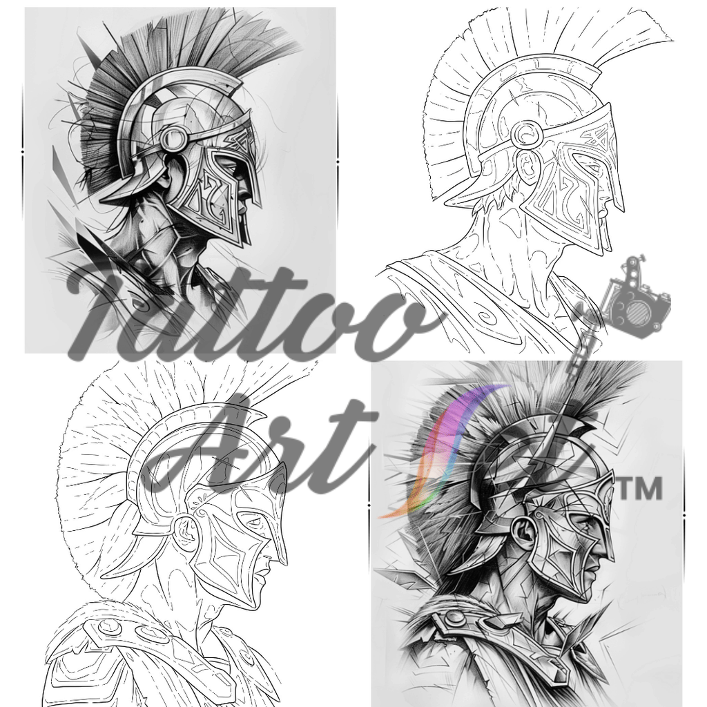 Spartan Warrior Tattoo Stencil Reference Kit - Professional Artist Tool