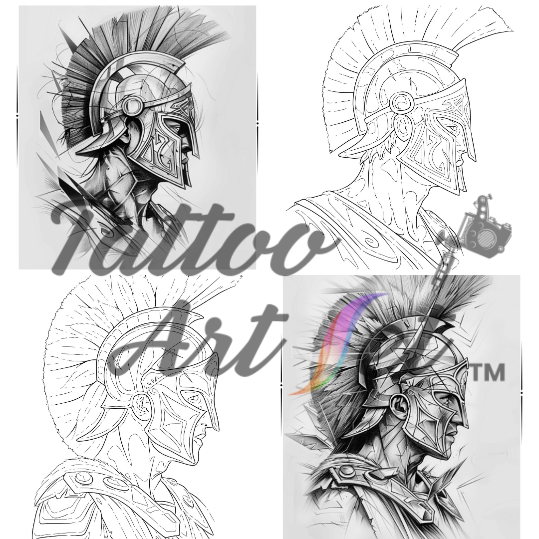 Spartan Warrior Tattoo Stencil Reference Kit - Professional Artist Tool
