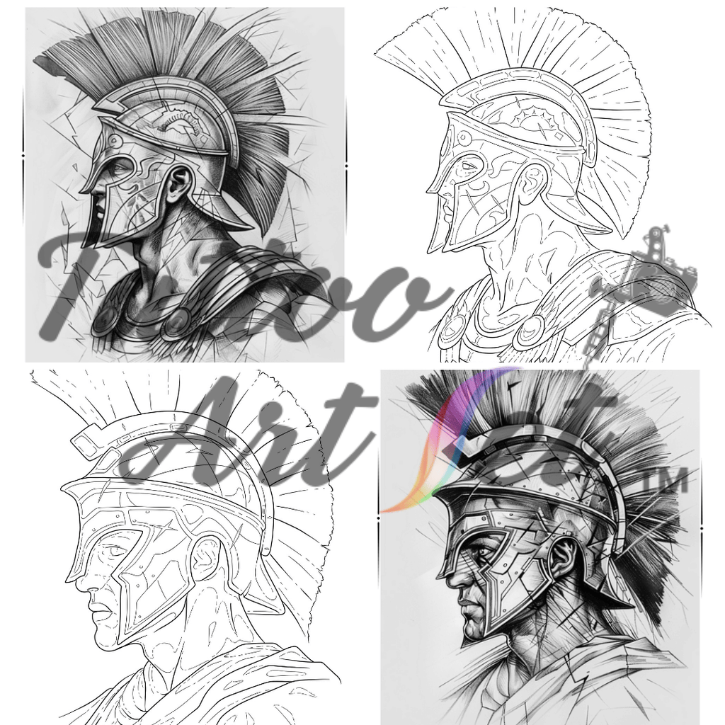 Spartan Warrior Tattoo Stencil Reference Kit - Professional Artist Tool