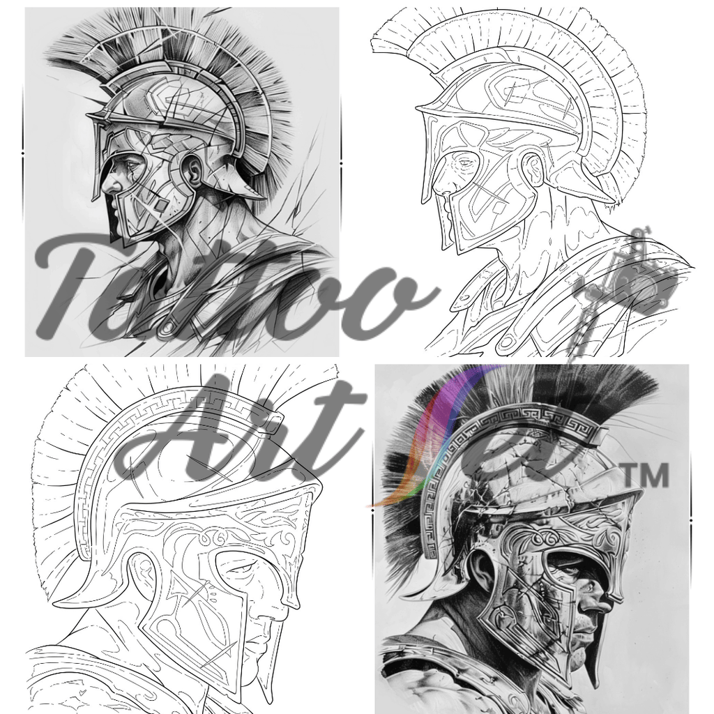 Spartan Warrior Tattoo Stencil Reference Kit - Professional Artist Tool