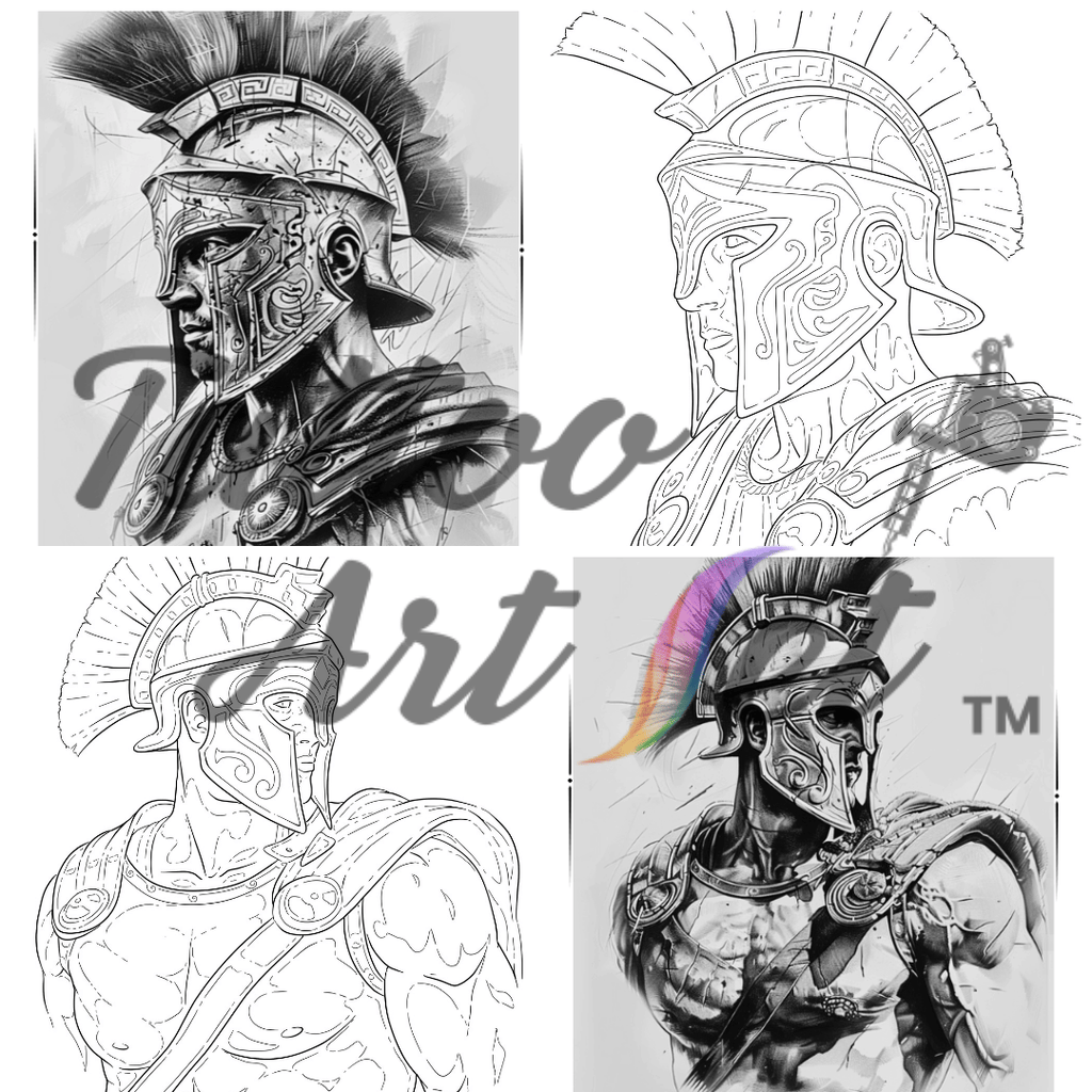 Spartan Warrior Tattoo Stencil Reference Kit - Professional Artist Tool