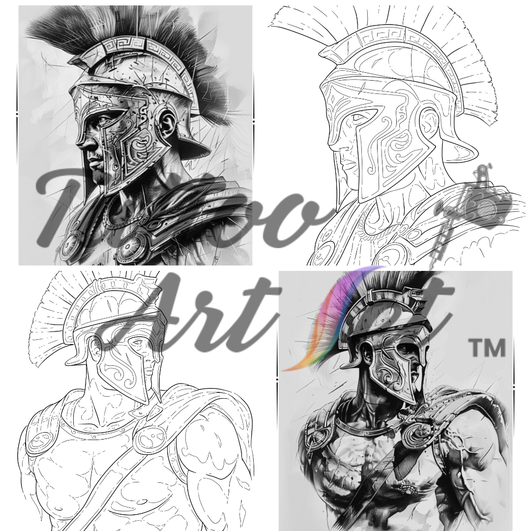 Spartan Warrior Tattoo Stencil Reference Kit - Professional Artist Tool