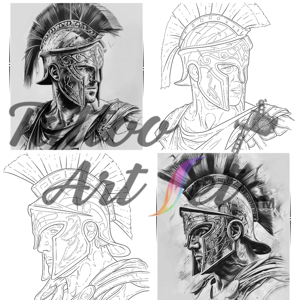 Spartan Warrior Tattoo Stencil Reference Kit - Professional Artist Tool