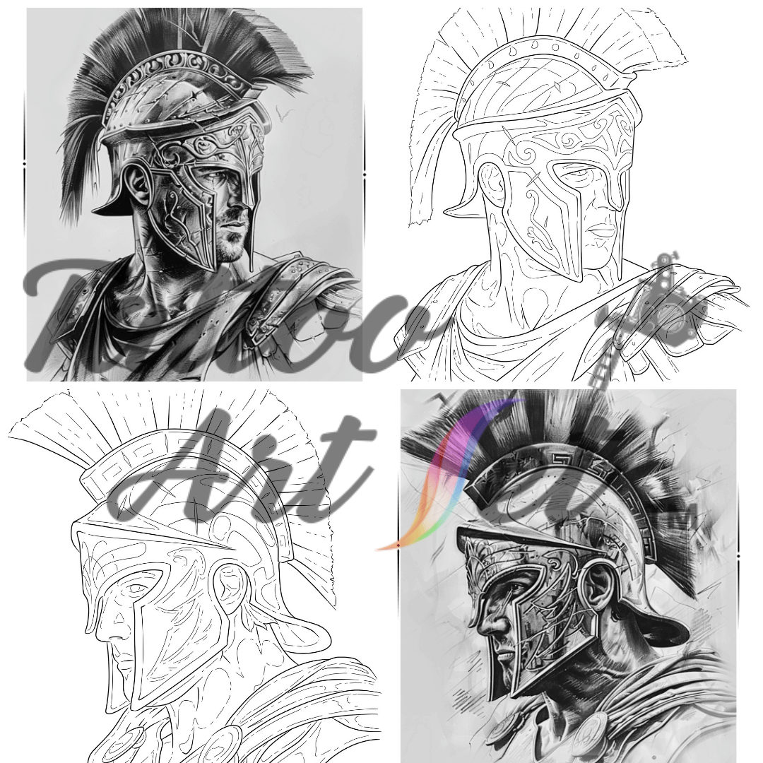 Spartan Warrior Tattoo Stencil Reference Kit - Professional Artist Tool