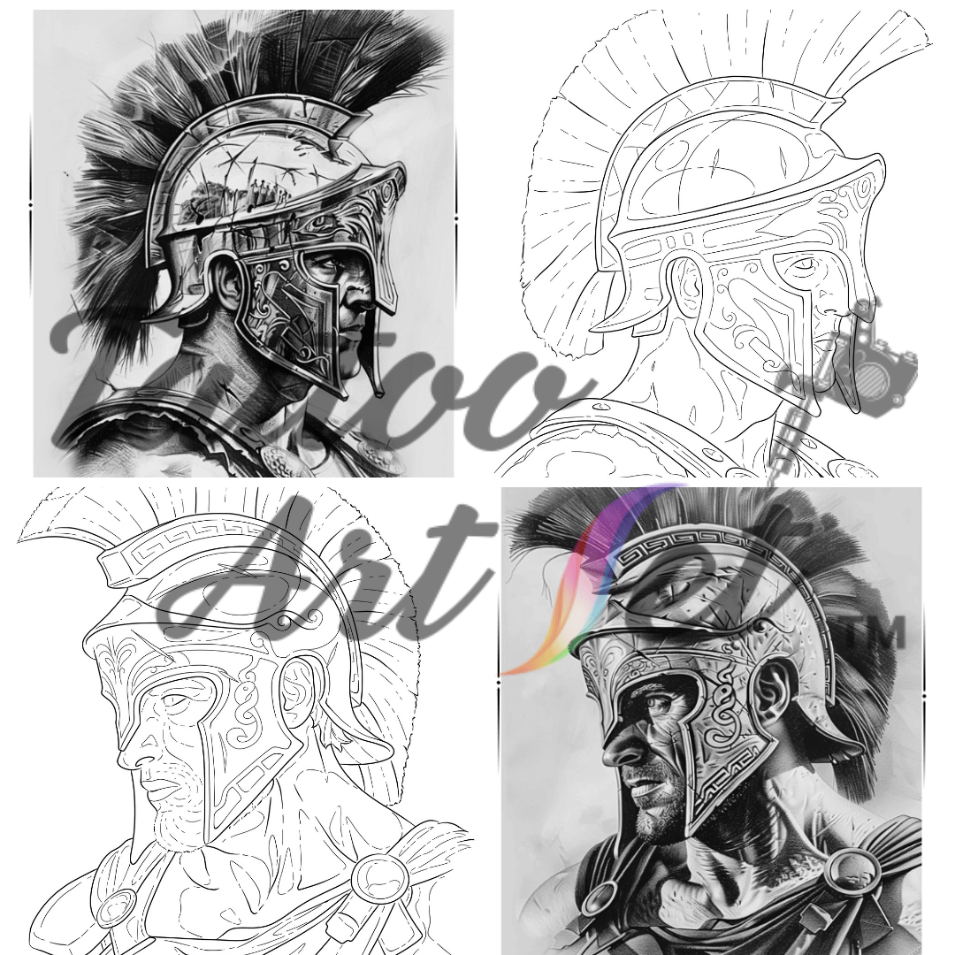 Spartan Warrior Tattoo Stencil Reference Kit - Professional Artist Tool