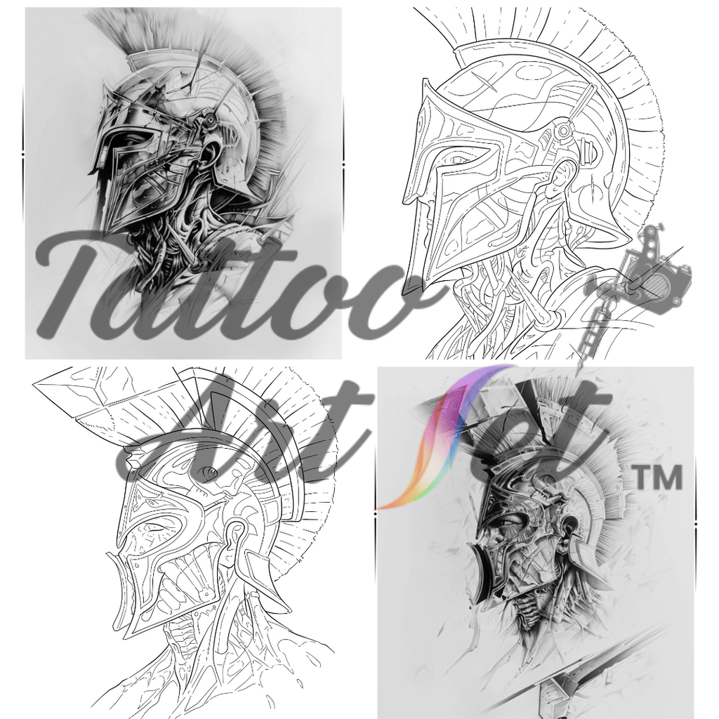 Spartan Warrior Tattoo Stencil Reference Kit - Professional Artist Tool