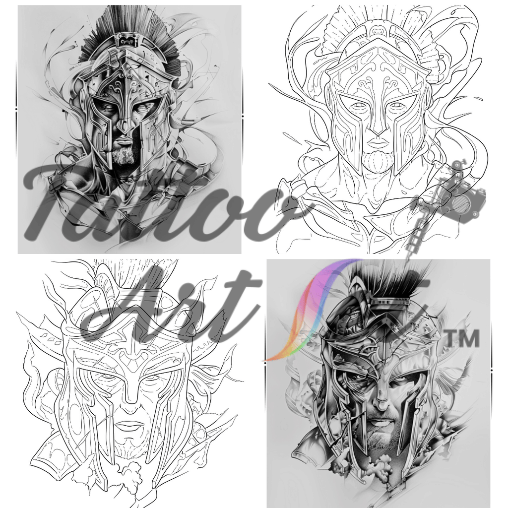 Spartan Warrior Tattoo Stencil Reference Kit - Professional Artist Tool