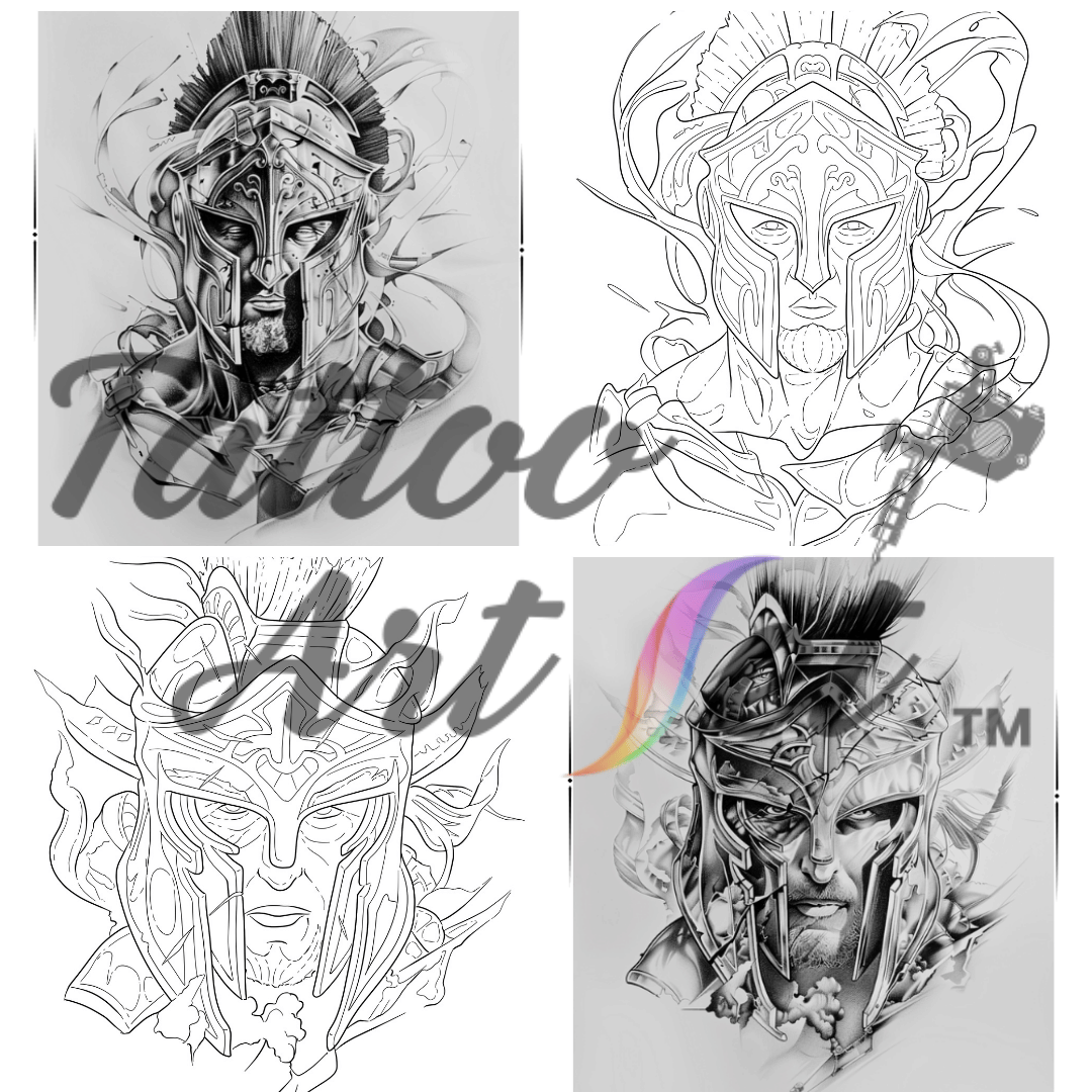 Spartan Warrior Tattoo Stencil Reference Kit - Professional Artist Tool