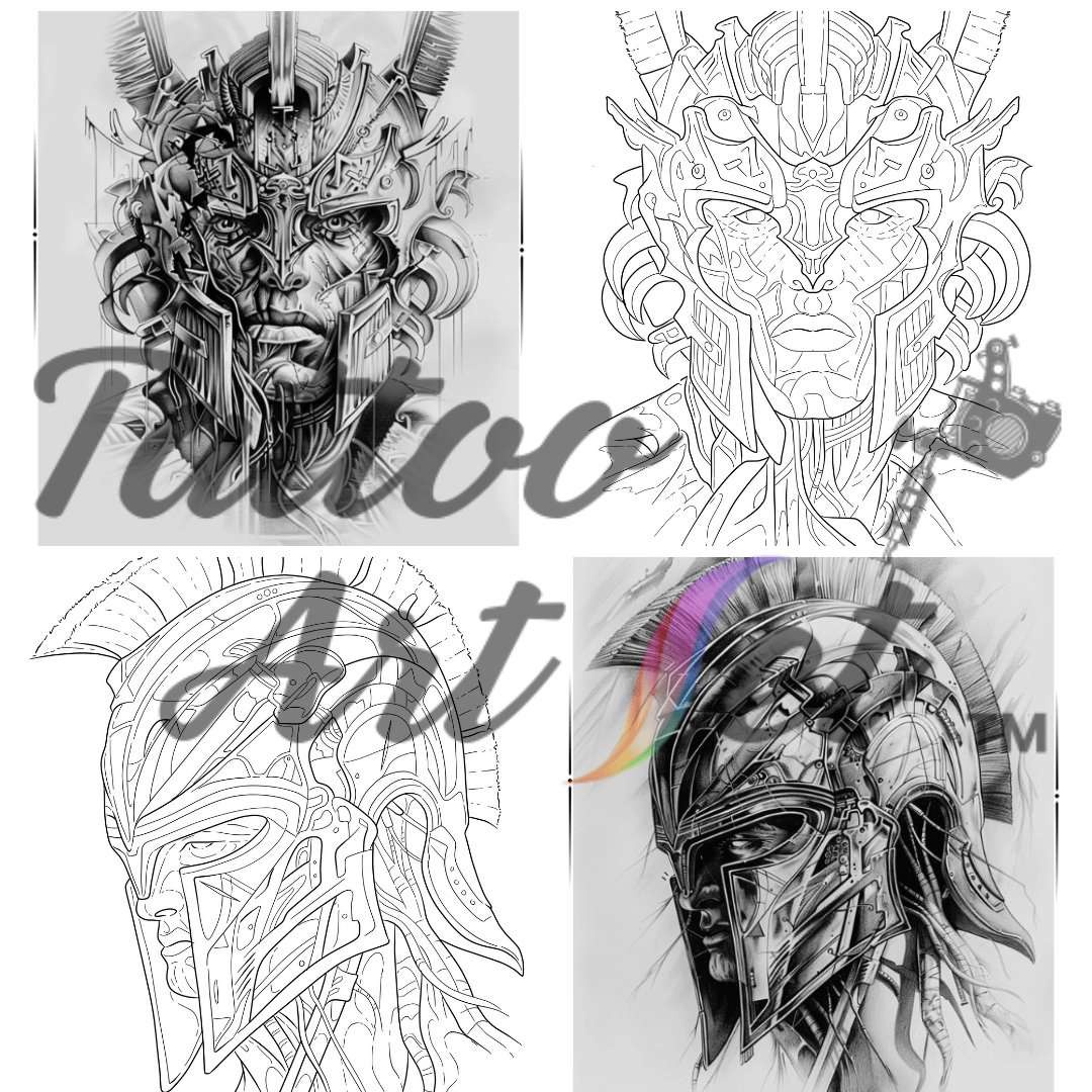 Spartan Warrior Tattoo Stencil Reference Kit - Professional Artist Tool