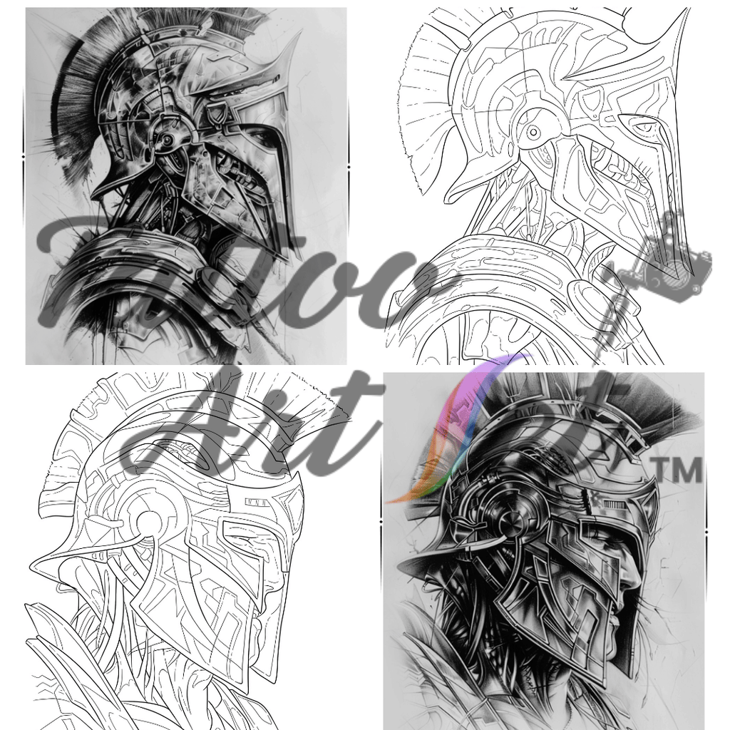 Spartan Warrior Tattoo Stencil Reference Kit - Professional Artist Tool