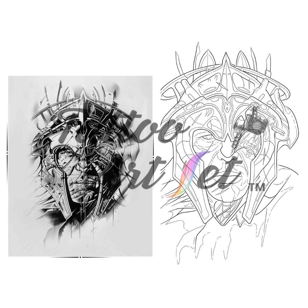 Spartan Warrior Tattoo Stencil Reference Kit - Professional Artist Tool